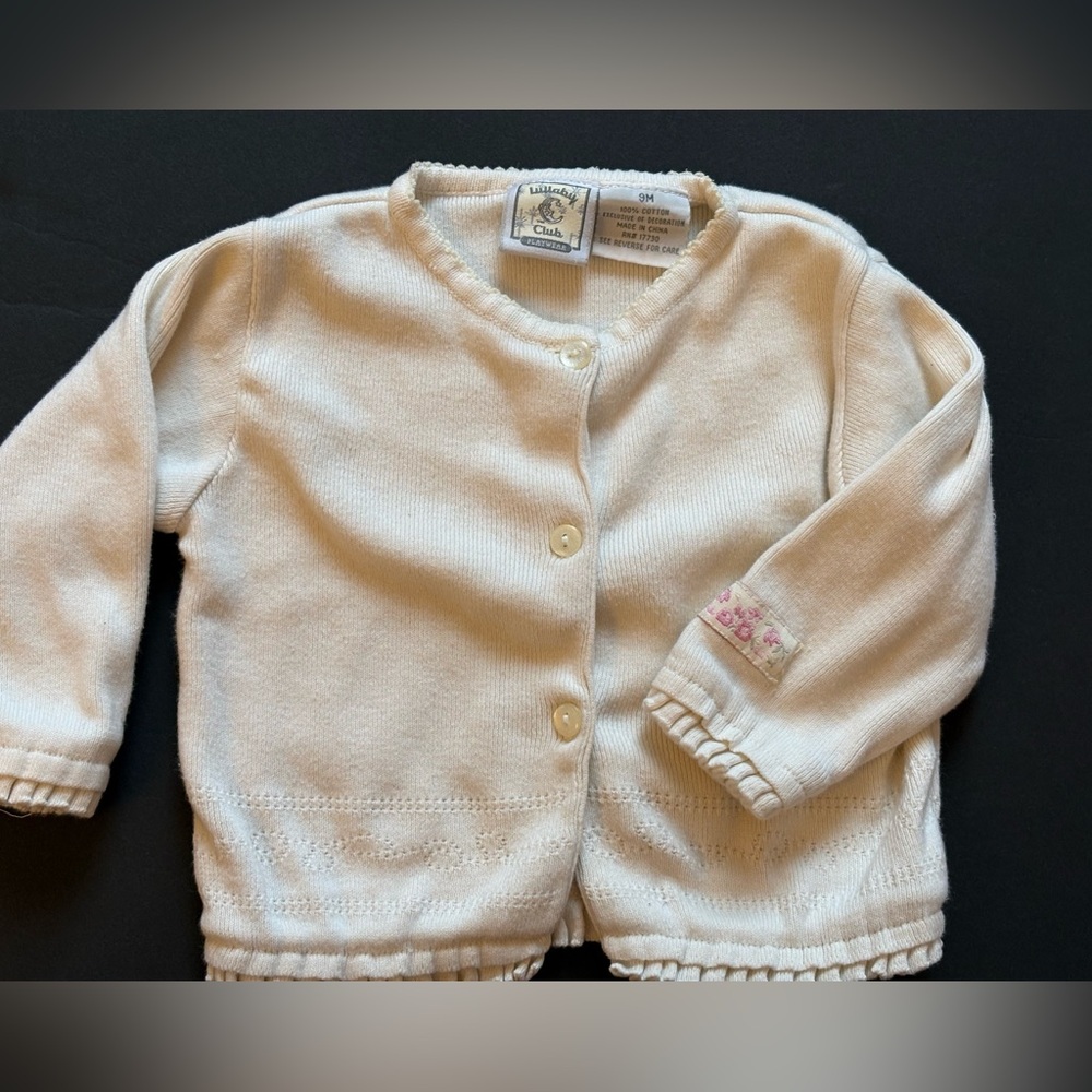 Lullaby Club PlayWear Cream Button-Up Kids Cardigan Sweater 9 months